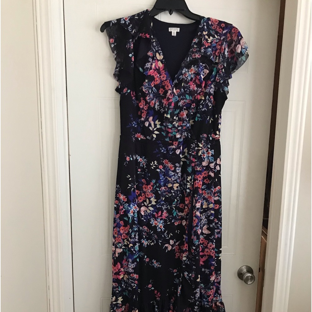 Spense dress size Large. Beautiful maxi dress black and floral.